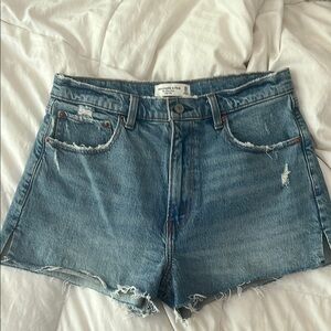 Abercrombie & Fitch Blue Jean Shorts High-Waisted Distressed